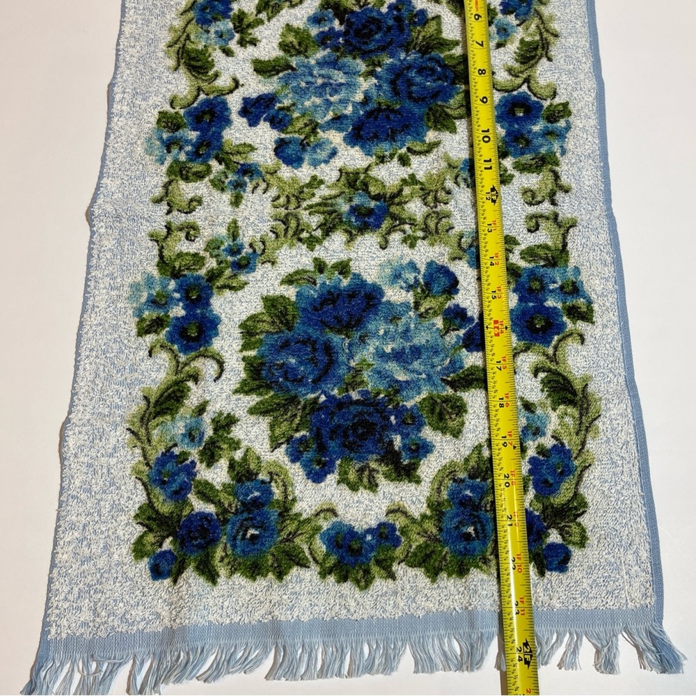 Vintage Penneys Fashion Manor Hand Towel and Washcloth Floral Blue MCM - Picture 7 of 11